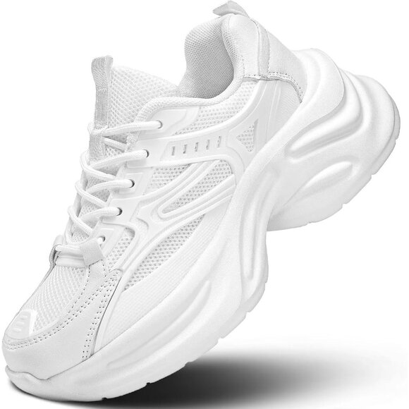 Shoes - ⚡Women's White Fabric Chunky Comfortable Walking Running Sport Athletic Sneakers